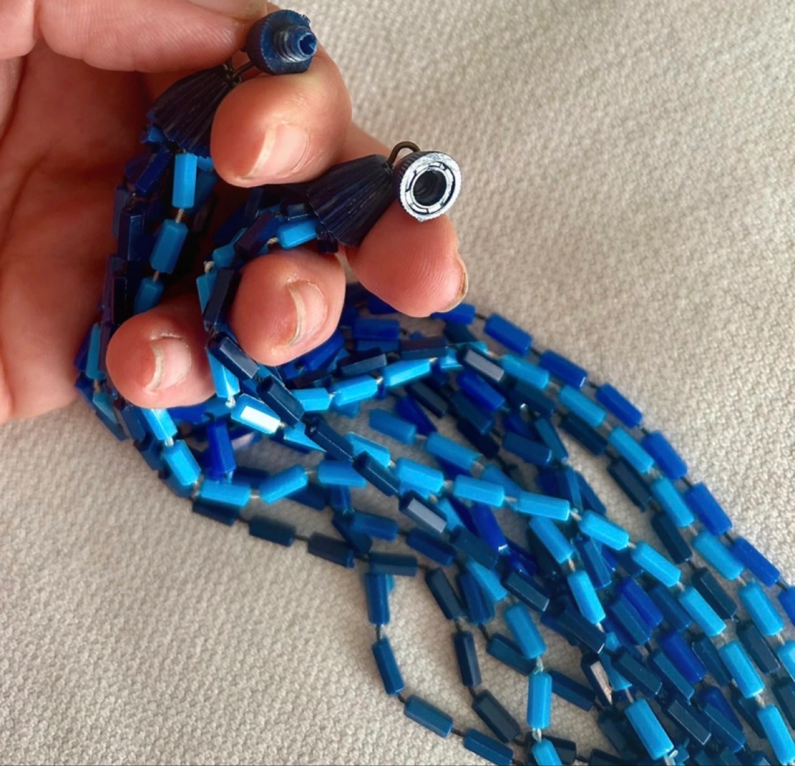 Vintage multi-row blue necklace · two positions – photo 4